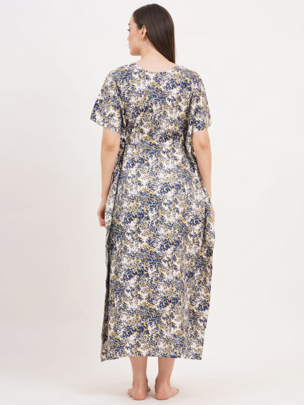 Breezly Women's Pure Cotton Kaftan Maxi Gown Nightdress Nighty for Women (Blue) - Image 6