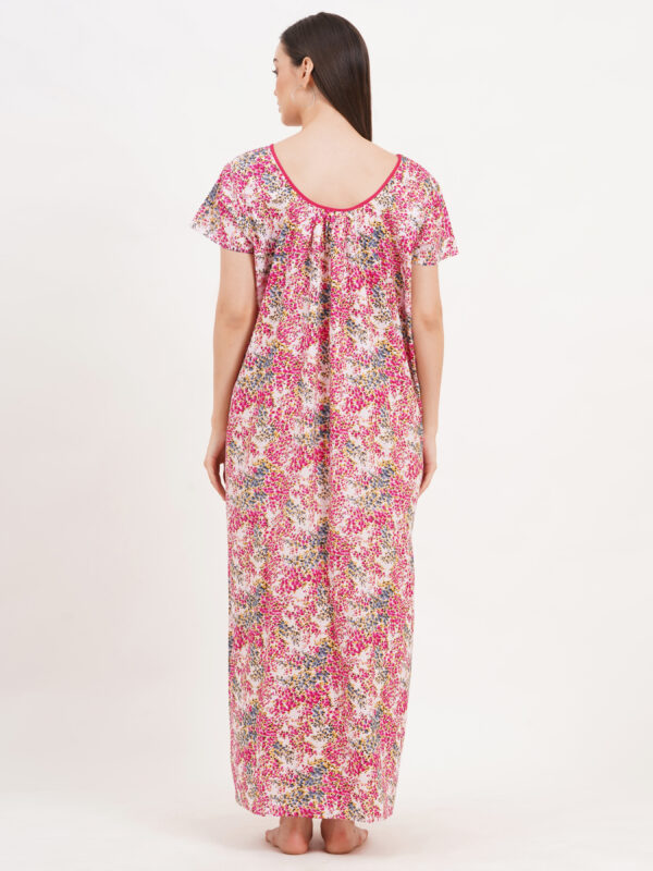 Breezly Women's Pure Cotton Nightdress Maxi Gown Nighty for Women (Pink) - Image 2
