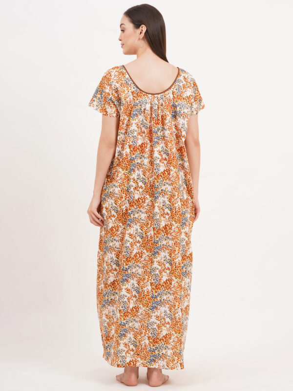 Breezly Women's Pure Cotton Nightdress Maxi Gown Nighty for Women (Light Brown) - Image 2
