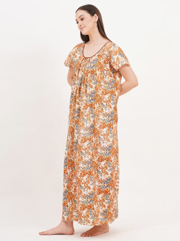 Breezly Women's Pure Cotton Nightdress Maxi Gown Nighty for Women (Light Brown) - Image 5
