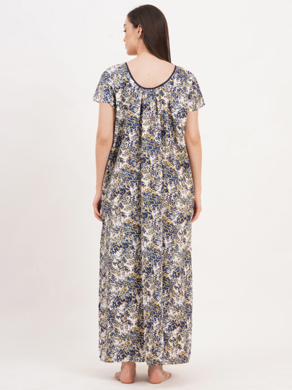 Breezly Women's Pure Cotton Nightdress Maxi Gown Nighty for Women (Blue) - Image 2
