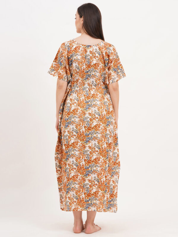 Breezly Women's Pure Cotton Kaftan Maxi Gown Nightdress Nighty for Women (Light Brown) - Image 2