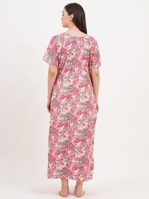 Breezly Women's Pure Cotton Kaftan Maxi Gown Nightdress Nighty for Women (Pink) - Image 2