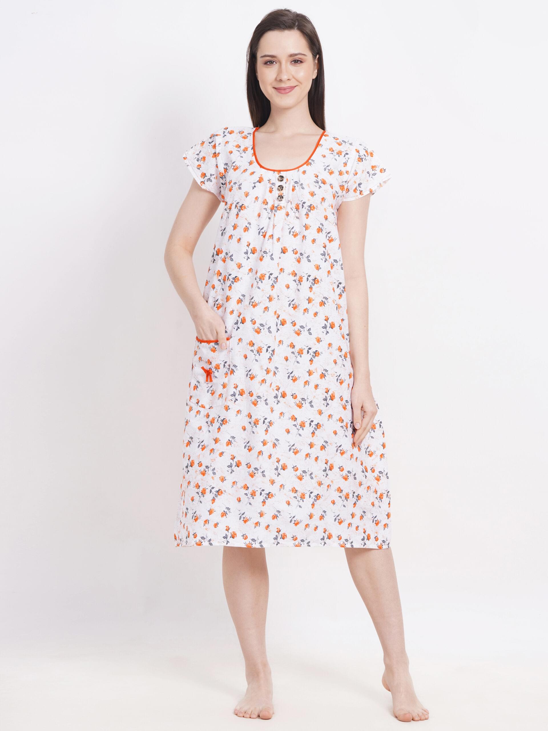 Breezly Long Short Calf Length Pure Cotton Nighty Multicolor - Image 3