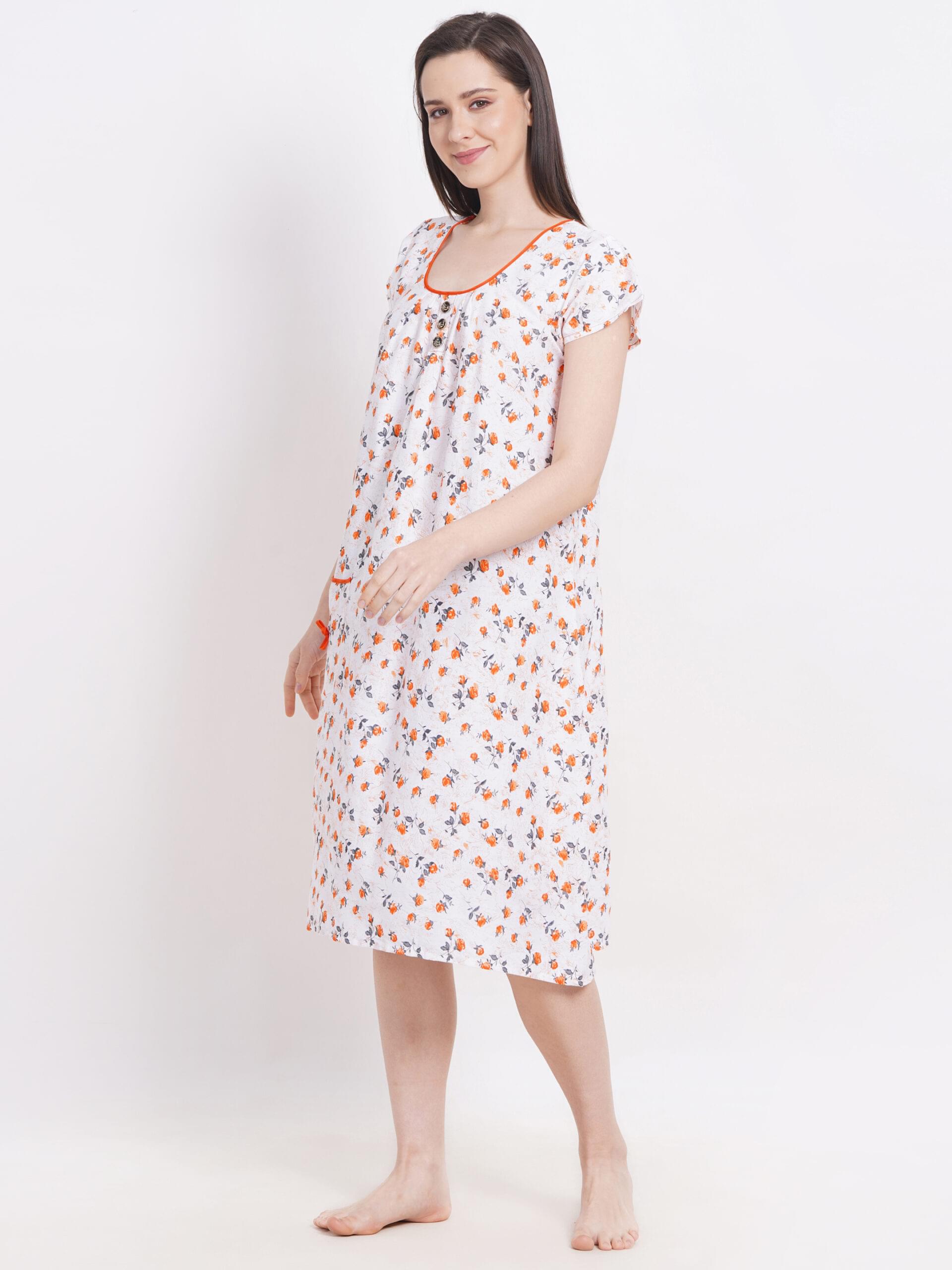 Breezly Long Short Calf Length Pure Cotton Nighty Multicolor - Image 4