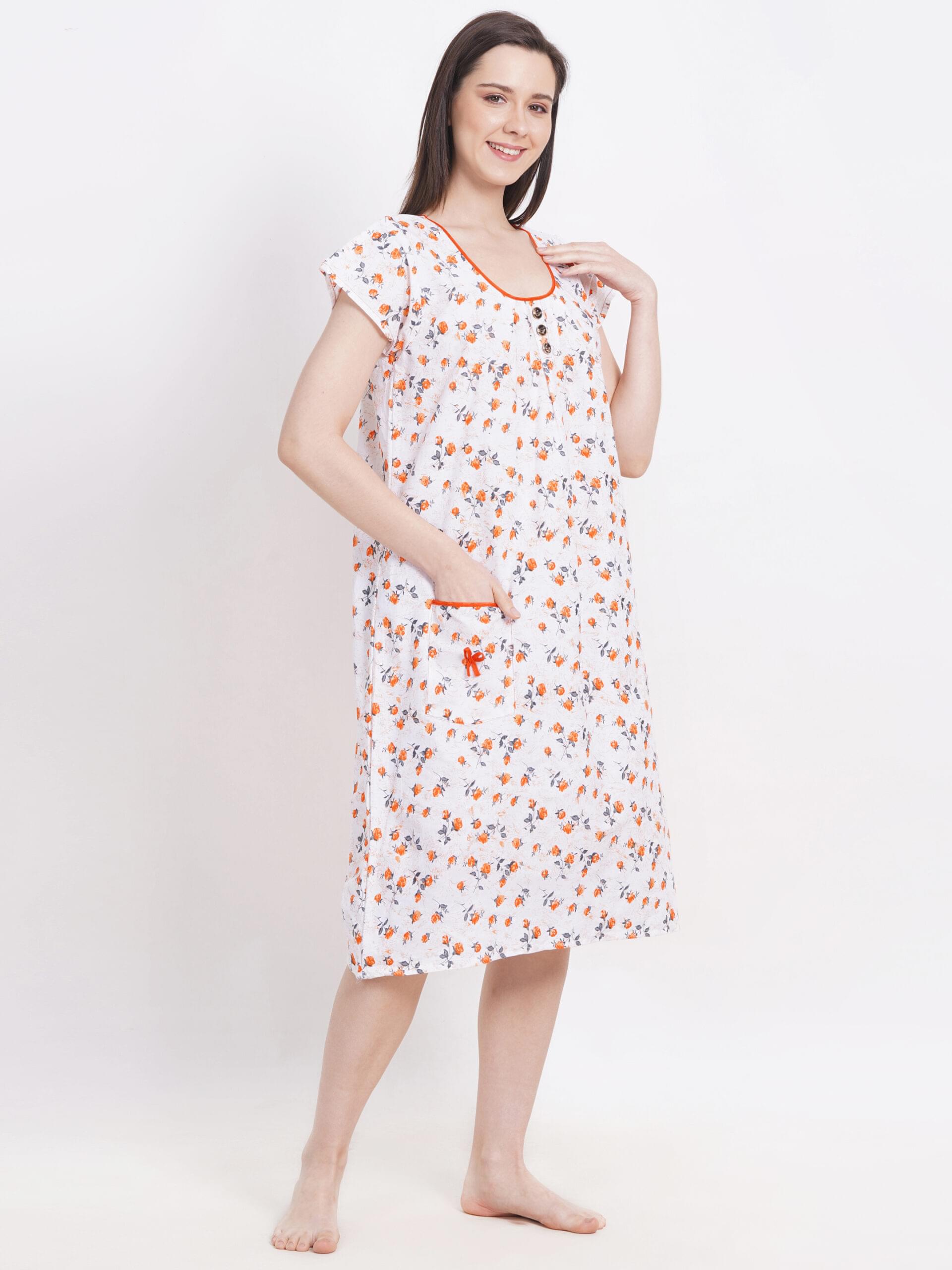 Breezly Long Short Calf Length Pure Cotton Nighty Multicolor - Image 5