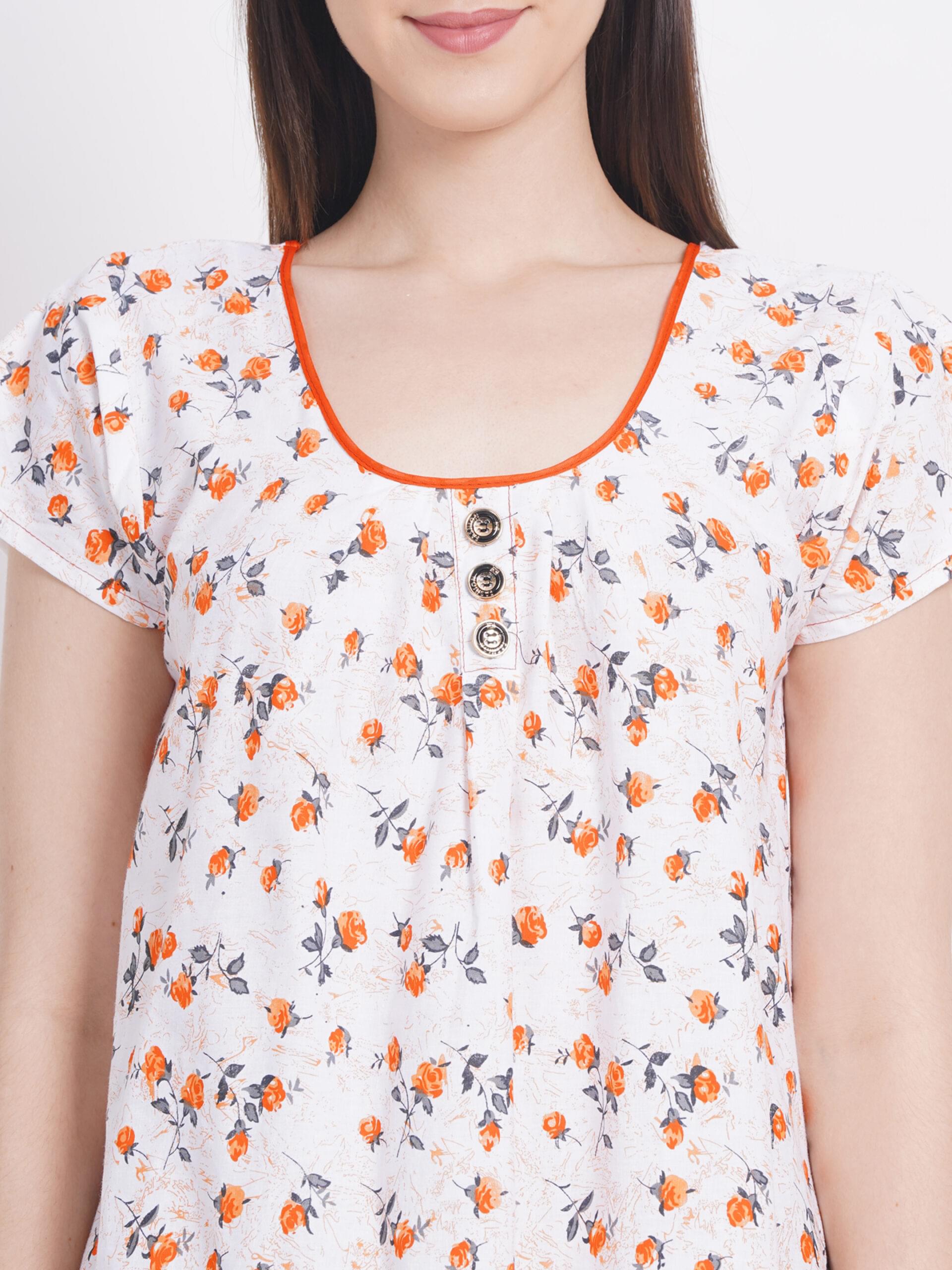 Breezly Long Short Calf Length Pure Cotton Nighty Multicolor - Image 6